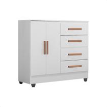 Cômoda Lite 2 Portas 4 Gavetas Multiuso Para Quarto Com Pés Cômoda Lite 2 Portas 4 Gavetas Multiuso Para Quarto Com Pés