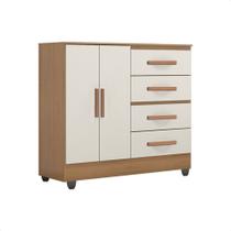 Cômoda Lite 2 Portas 4 Gavetas Multiuso Para Quarto Com Pés