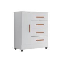 Cômoda Lite 4 Gavetas 01 Porta Branco Brilho Móveis Leão Cômoda Lite 4 Gavetas 01 Porta Branco Brilho Móveis Leão