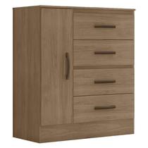 Cômoda Lite 4 Gavetas 01 Porta Carvalho Oak Móveis Leão