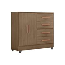 Cômoda Lite 4 Gavetas E 2 Portas Carvalho Oak - Móveis Leão
