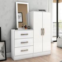 Cômoda Liza 2 Portas 3 Gavetas com Espelho Branco - Briz Cômoda Liza 2 Portas 3 Gavetas com Espelho Branco - Briz