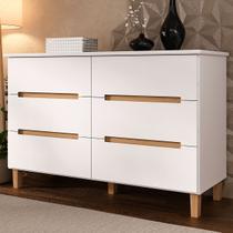Cômoda Logan 6 Gavetas 100% Mdf Branco/Olmo Italiano - Mambel