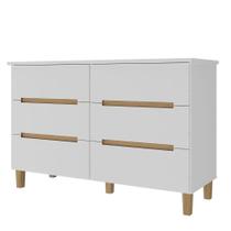 Comoda Logan 6 Gavetas em MDF cor Branco e Olmo 136 cm - 73078 Comoda Logan 6 Gavetas em MDF cor Branco e Olmo 136 cm - 73078
