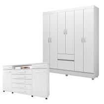 Cômoda London E Guarda Roupa Casal Flash 2 Branco - Demóbile