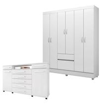 Cômoda London e Guarda Roupa Casal Flash 2 Branco Flex - Demóbile Cômoda London e Guarda Roupa Casal Flash 2 Branco Flex - Demóbile