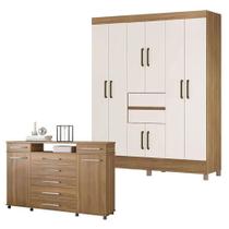 Cômoda London E Guarda Roupa Casal Munique Amêndola Off White - Demóbile Cômoda London E Guarda Roupa Casal Munique Amêndola Off White - Demóbile