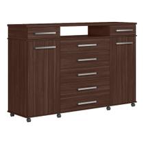 Cômoda London Quarto com 7 Gavetas 2 Portas e Rodízios