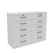 Cômoda Londres Mademovel 10 Gavetas 2 Chaves Branca Cômoda Londres Mademovel 10 Gavetas 2 Chaves Branca