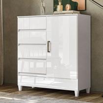 Cômoda Lux 1 Porta 4 Gavetas Branco - Pnr Móveis Cômoda Lux 1 Porta 4 Gavetas Branco - Pnr Móveis