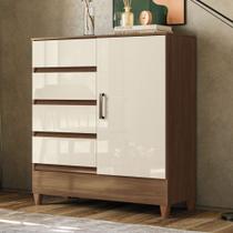 Cômoda Lux 1 Porta 4 Gavetas Jequitiba/Off White - Pnr Móveis Cômoda Lux 1 Porta 4 Gavetas Jequitiba/Off White - Pnr Móveis