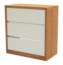Comoda Lyra com 3 Gavetas cor Freijo com Off White 90 cm (LARG) - 55774