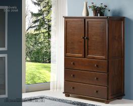 COMODA MADEIRA MACICA 3 GAVETAS E 2 PORTAS MARCA TORNEADO SAO JOSE Ref: 038