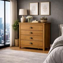 Cômoda Madeira Maciça 4 Gavetas Quarto Closet Boho Rústico