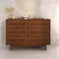 Cômoda Madeira Maciça 6 Gavetas Quarto Adulto Castanho TECCA Cômoda Madeira Maciça 6 Gavetas Quarto Adulto Castanho TECCA