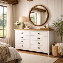 Cômoda Madeira Maciça 8 Gavetas Quarto Closet Boho Rústico