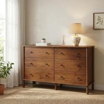 Cômoda Madeira Maciça Castanho 6 Gavetas Design Moderno para Quarto Durável Apoana Cômoda Madeira Maciça Castanho 6 Gavetas Design Moderno para Quarto Durável Apoana