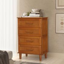 Cômoda Madeira Maciça Rústica Chicago 4 Gavetas Castanho