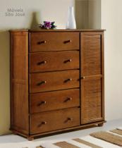 Comoda madeira macica uma porta e cinco gavetas ref 33