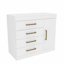 Cômoda Mademovel Romênia 4 Gavetas e 1 Porta Branco para Organização de Quarto Cômoda Mademovel Romênia 4 Gavetas e 1 Porta Branco para Organização de Quarto