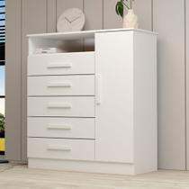 Cômoda Madri 1 Porta 5 Gavetas 100% Mdf Branco - Acp Móveis