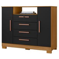 Cômoda Madri 4 Gavetas 2 Portas Carvalho Americano Preto - Incorplac Cômoda Madri 4 Gavetas 2 Portas Carvalho Americano Preto - Incorplac