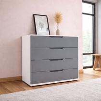 Cômoda Madri 4 Gavetas Cinza/Branco - Politorno Cômoda Madri 4 Gavetas Cinza/Branco - Politorno