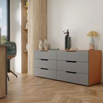 Cômoda Madri 6 Gavetas Cinza/Freijó - Panorama Móveis Cômoda Madri 6 Gavetas Cinza/Freijó - Panorama Móveis