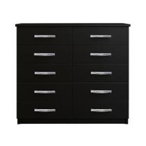 Cômoda Marbela - 10 Gavetas Com Puxadores Cromados Black - Evidência Móveis Black Cômoda Marbela - 10 Gavetas Com Puxadores Cromados Black - Evidência Móveis Black