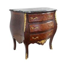 Cômoda Marchetaria Xadrez Bronze e Marmore Luxo