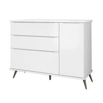 Cômoda Mariana Retro 3 Gavetas 1 Porta Branco - FbABY