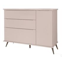 Cômoda Mariana Retro 3 Gavetas 1 Porta Rosê - FbABY