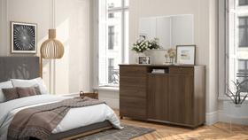 Cômoda Master 2020 Lukaliam 6 Gavetas Cabideiro Rodízios Gaveta com Chave Espelho 1,76m