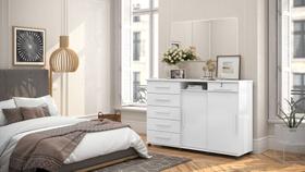 Cômoda Master 2020 Lukaliam 6 Gavetas Cabideiro Rodízios Gaveta com Chave Espelho 1,76m Cômoda Master 2020 Lukaliam 6 Gavetas Cabideiro Rodízios Gaveta com Chave Espelho 1,76m