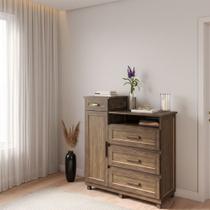 Cômoda Mato Grosso 1 Portas 3 Gavetas com Espelho Imbuia Natural - Rodmóveis Cômoda Mato Grosso 1 Portas 3 Gavetas com Espelho Imbuia Natural - Rodmóveis