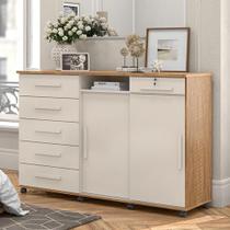 Cômoda Max 2020 06 Gavetas 02 Portas Off White com Amêndoa - Lukaliam Móveis Cômoda Max 2020 06 Gavetas 02 Portas Off White com Amêndoa - Lukaliam Móveis