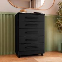 Cômoda MDF 5 Gavetas Com Puxador Para Quarto Decoração Closet Gaveteiro Alto Organizador Cômoda MDF 5 Gavetas Com Puxador Para Quarto Decoração Closet Gaveteiro Alto Organizador