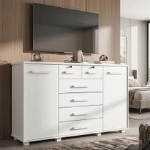 Cômoda Mega 5 Gavetas com Sapateira Estrutura Reforçada Alta Durabilidade para Quarto - Branco