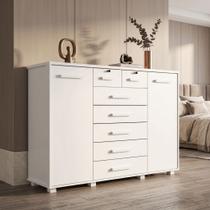 Cômoda Mega Grande com Sapateira Espaçosa 5 Gavetas com Chave Segurança para Quarto Casal - Branco Cômoda Mega Grande com Sapateira Espaçosa 5 Gavetas com Chave Segurança para Quarto Casal - Branco