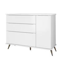 Cômoda Melinda Retro 3 Gavetas 1 Porta Branco - FbABY