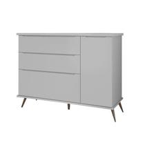 Cômoda Melinda Retro 3 Gavetas 1 Porta Cinza - FbABY