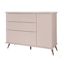 Cômoda Melinda Retro 3 Gavetas 1 Porta Rosê - FbABY