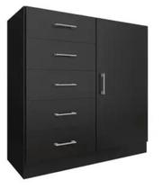 Cômoda Miami 5 Gavetas 1 Porta Fellicci Cor Preto