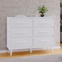 Cômoda Mila Para Quarto 6 Gavetas Pés Retrô Moblis cor: Branco
