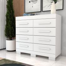Cômoda Milano 8 Gavetas 100% Mdf Branco - Panorama Móveis Cômoda Milano 8 Gavetas 100% Mdf Branco - Panorama Móveis