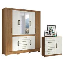 Cômoda Milão E Guarda Roupa Casal Nápole 2045149 Atacama Off White - Aramóveis