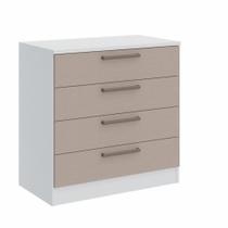 Cômoda Modulada Requinte com 4 Gavetas - Branco Line/Duna Line