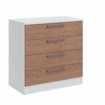 Cômoda Modulada Requinte com 4 Gavetas - Branco Line/Macadâmia