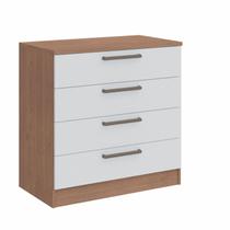 Cômoda Modulada Requinte com 4 Gavetas - Macadâmia/Branco Line Cômoda Modulada Requinte com 4 Gavetas - Macadâmia/Branco Line