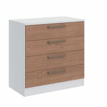 Cômoda Módulo Inferior 4 Gavetas Requinte+ 100% MDF Branco/Line/Macadâmia Cômoda Módulo Inferior 4 Gavetas Requinte+ 100% MDF Branco/Line/Macadâmia